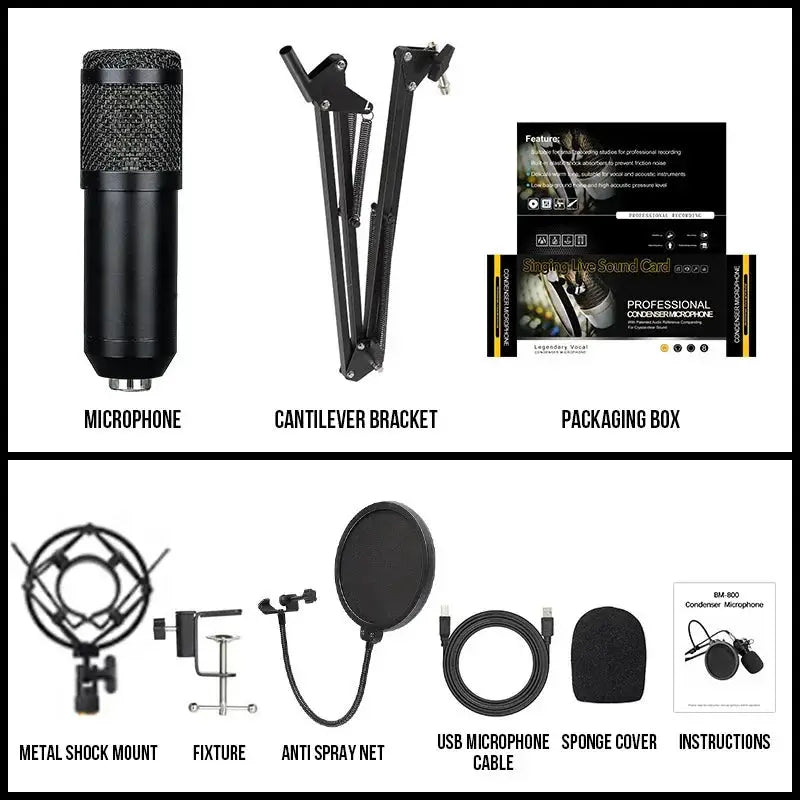 BM-800 USB Recording Microphone Kit For Gaming Podcasting