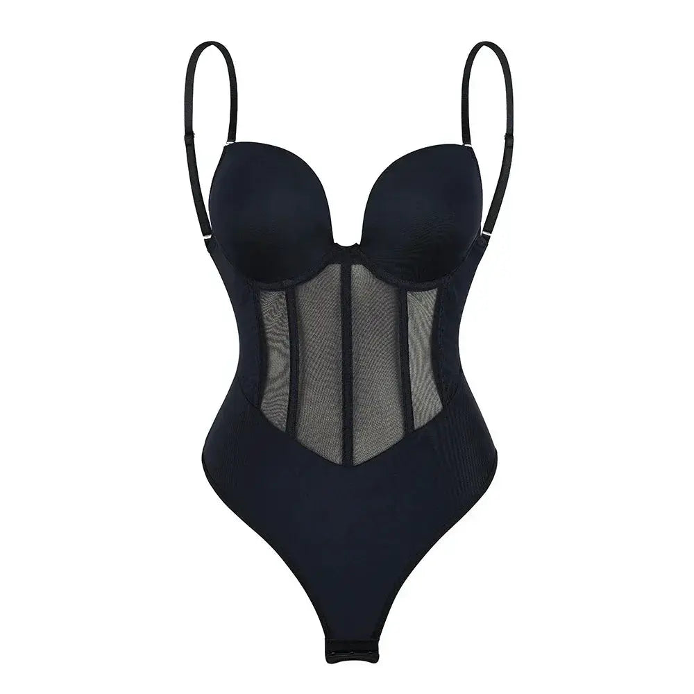 Backless Black Nude Padded Bodysuit Seamless Shapewear