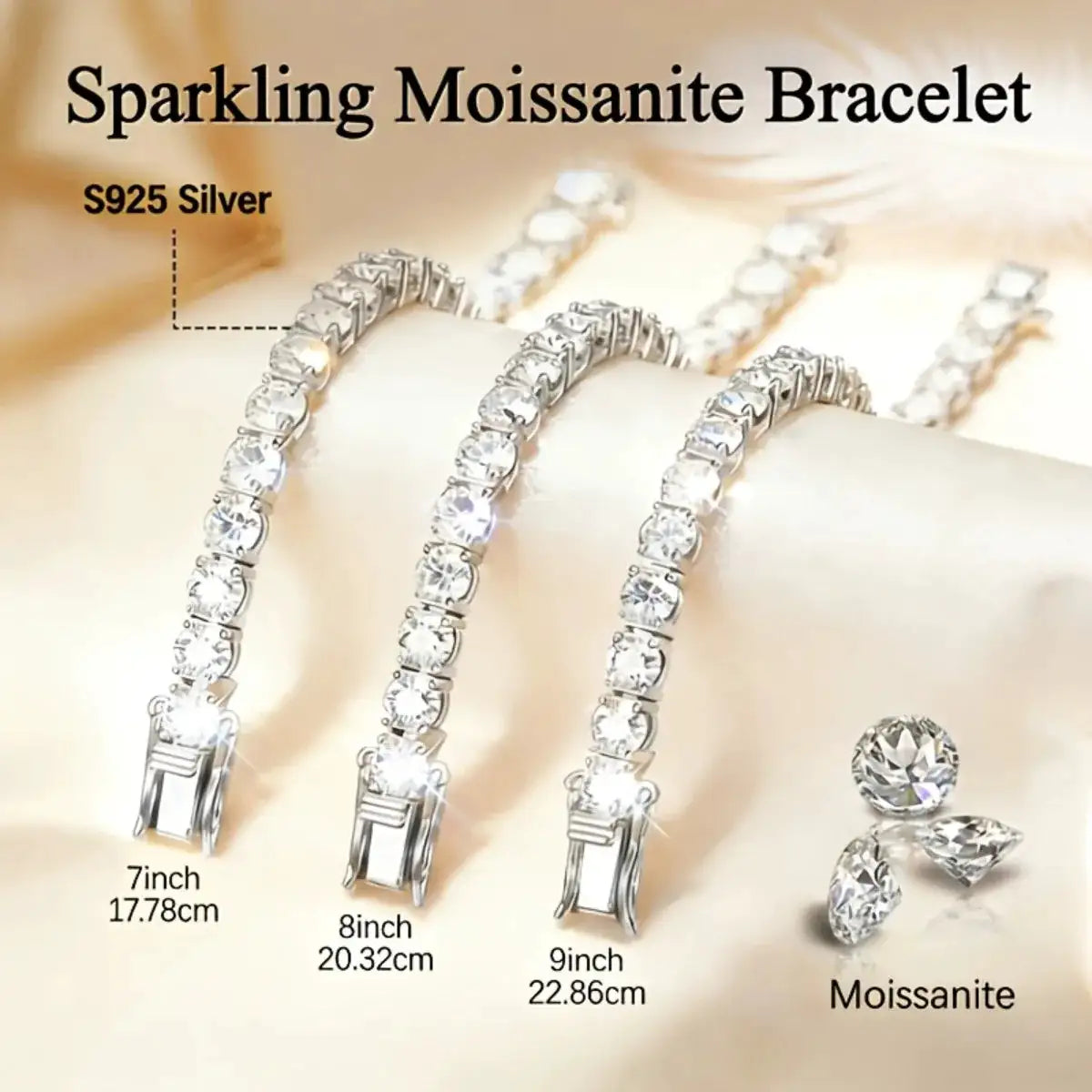 Moissanite Jewelry in Sterling Silver tennis — product view 6