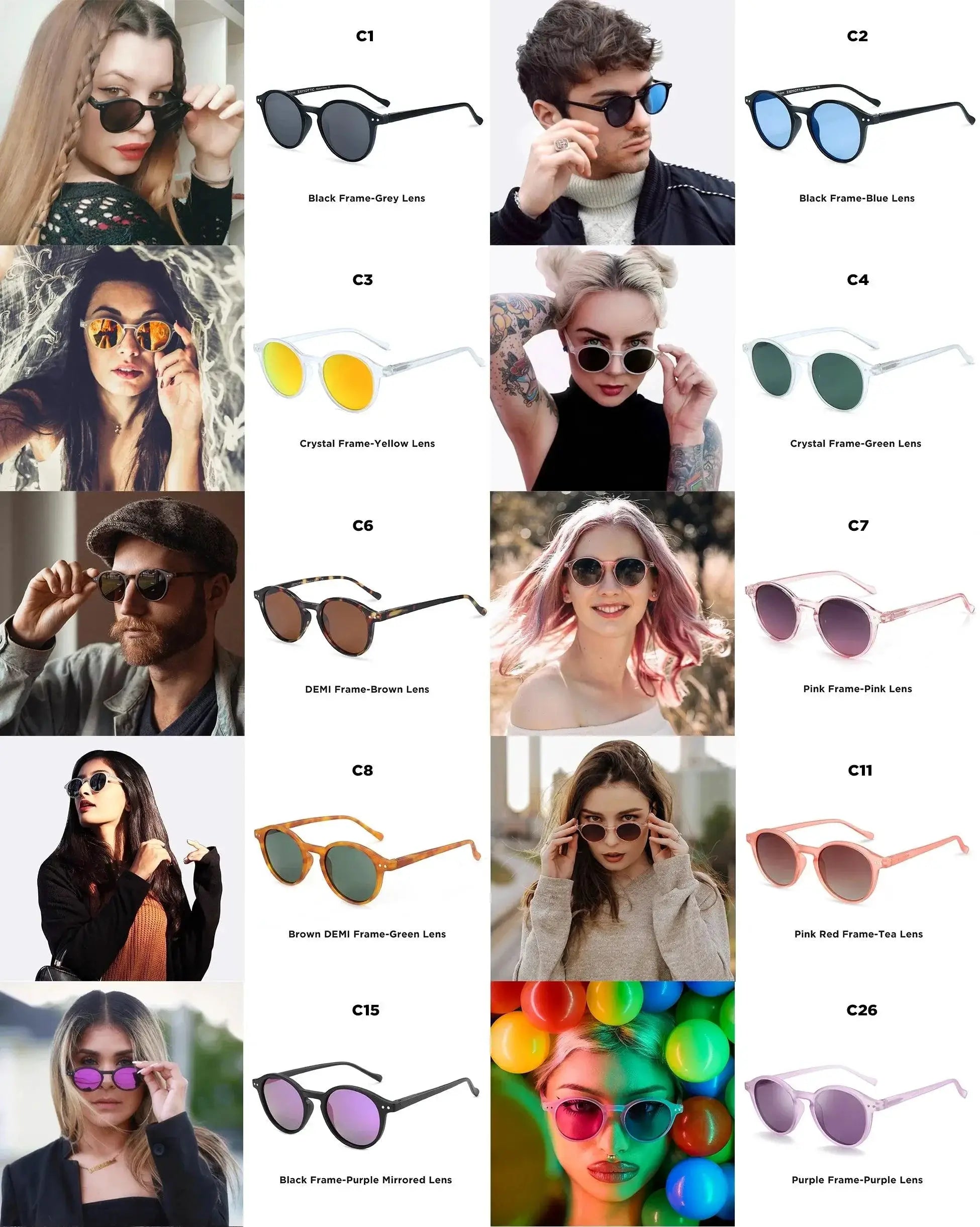 Vintage Circular Polarized Sunglasses for Men and Women