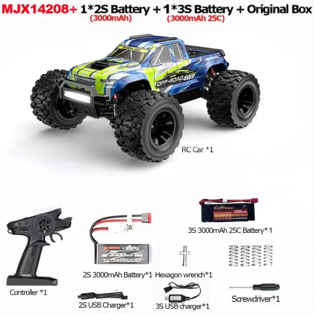 MJX Hyper Go 14208 1/14 Brushless RC Car 4WD High Speed Monster Truck 2.4G Remote Control Off‑Road Vehicle RTR Hobby Toy