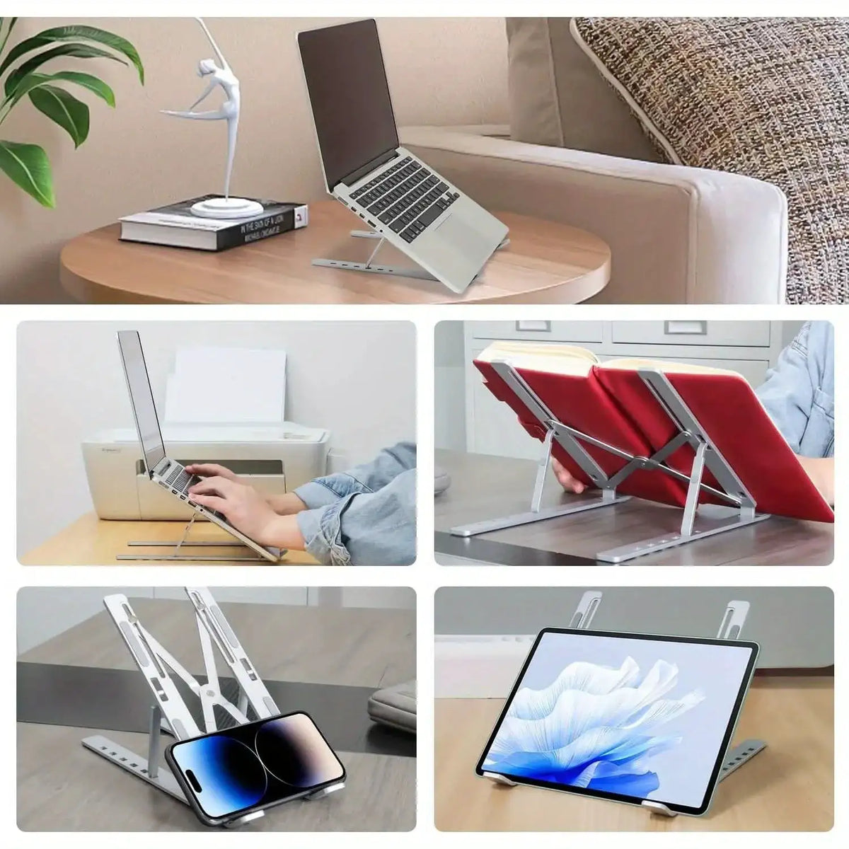 6‑Level Adjustable Laptop Stand - Foldable & Portable Design for 8‑14" Laptops & Tablets, Enhanced Ventilation & Heat Management