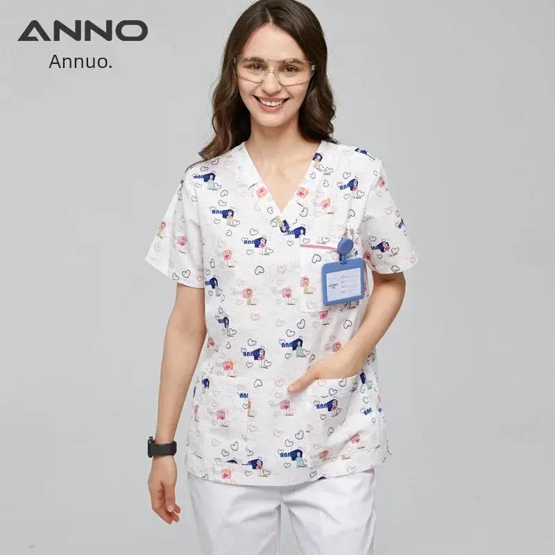 Annuo Printed Nurse Doctor Pediatric Comfortable Scrubs