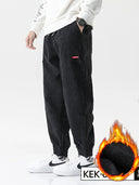Baggy Corduroy Sweatpants Men Solid Color Casual Joggers