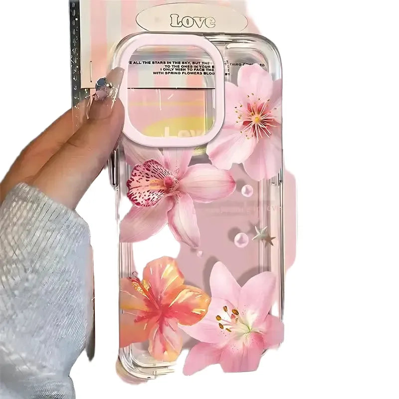 Pink Floral Case - Impact Resistant Clearcover — product view 1