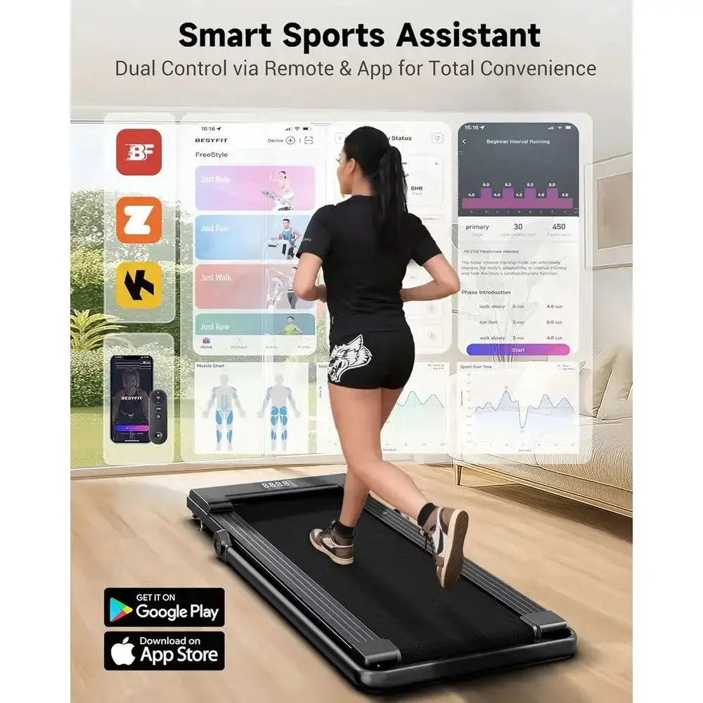 8.7 MPH Walking Pad Treadmill with BLDC Motor, 6'47x16 Long Desk, Compact Under Desk Exercise Machine with Remote Control