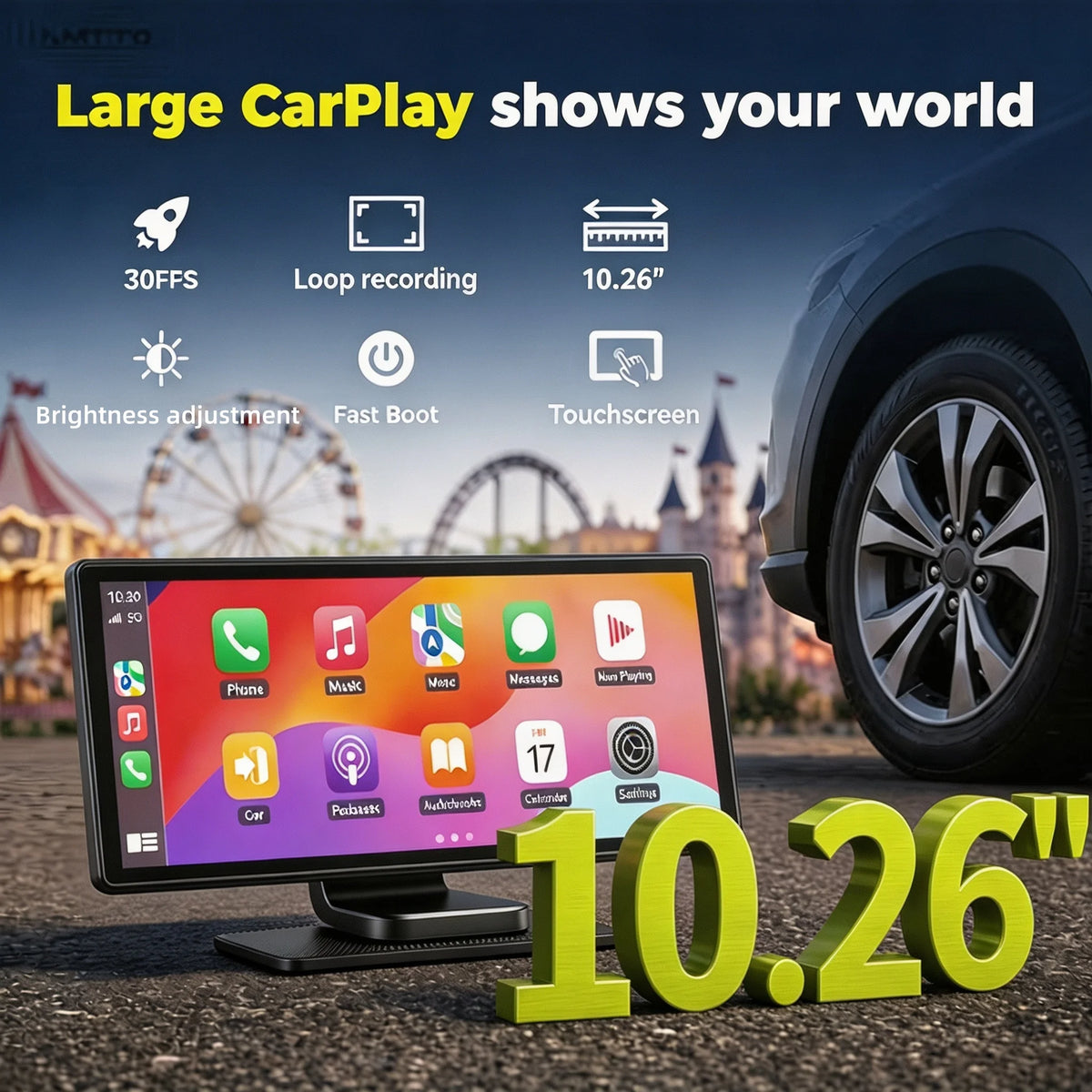 Portable Wireless CarPlay Screen, Compatible with CarPlay — product view 1