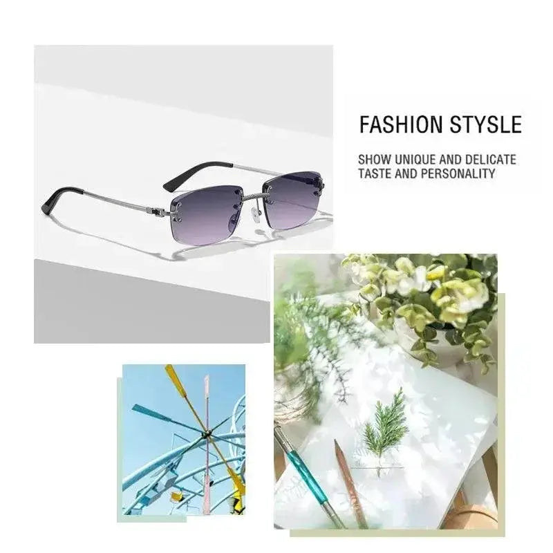 Unisex UV400 Rimless Square Sunglasses Sun Protection
