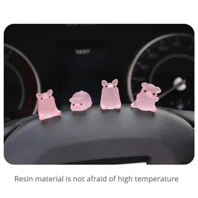 Luminous Mini Resin Pig Car Dashboard Toy Chick Decor Gift