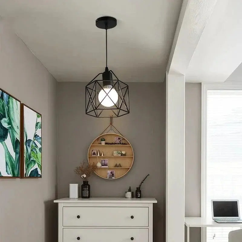 Metal Cage Led Pendant Light Stylish Modern Illumination
