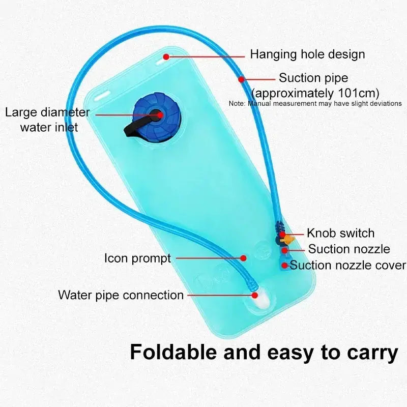 2L Portable Hydration Bladder With Drinking Tube for Cycling