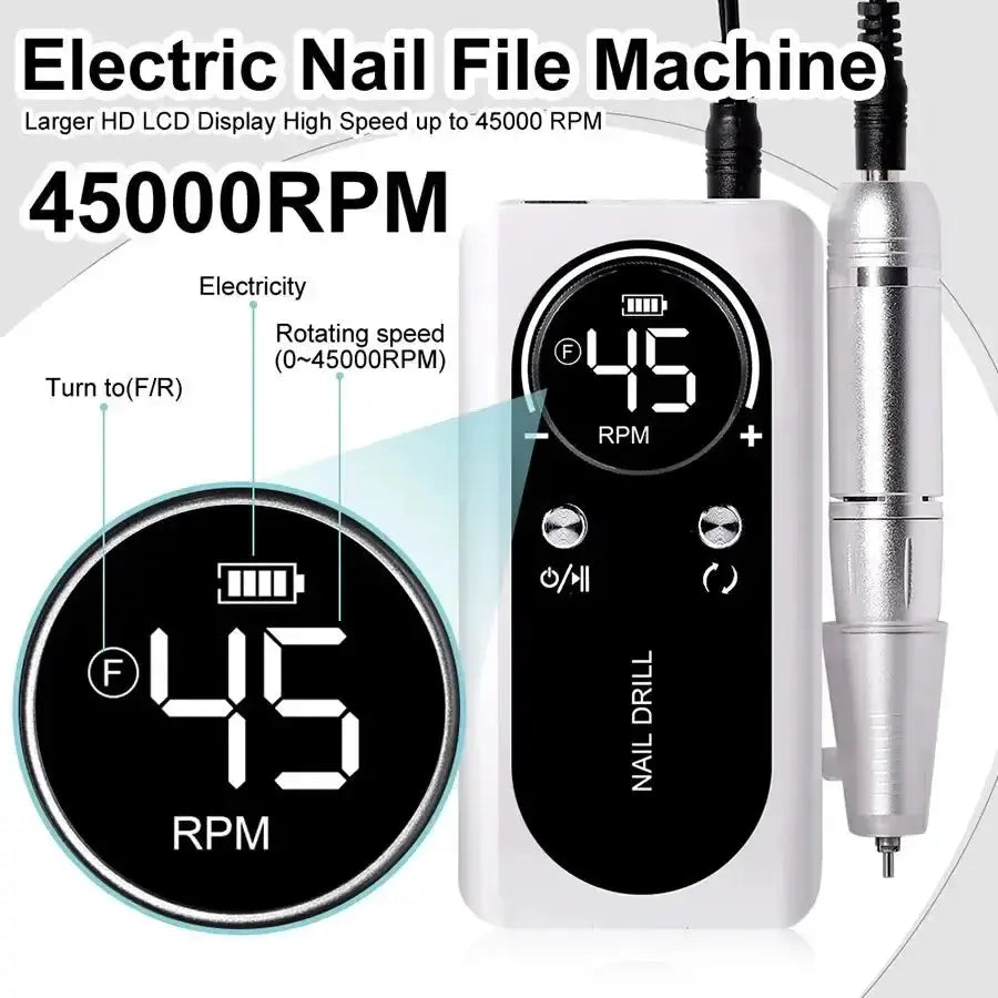 45000RPM Electric Nail Drill Machine for Nail Technicians