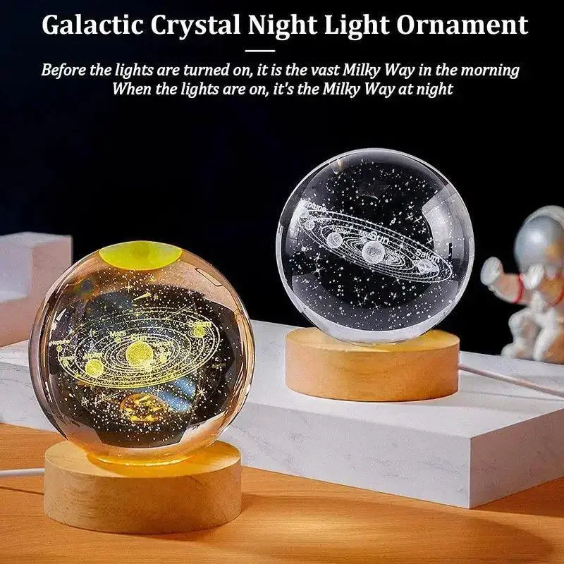 USB Galaxy Crystal Ball Night Light 3D Moon Lamp Decor