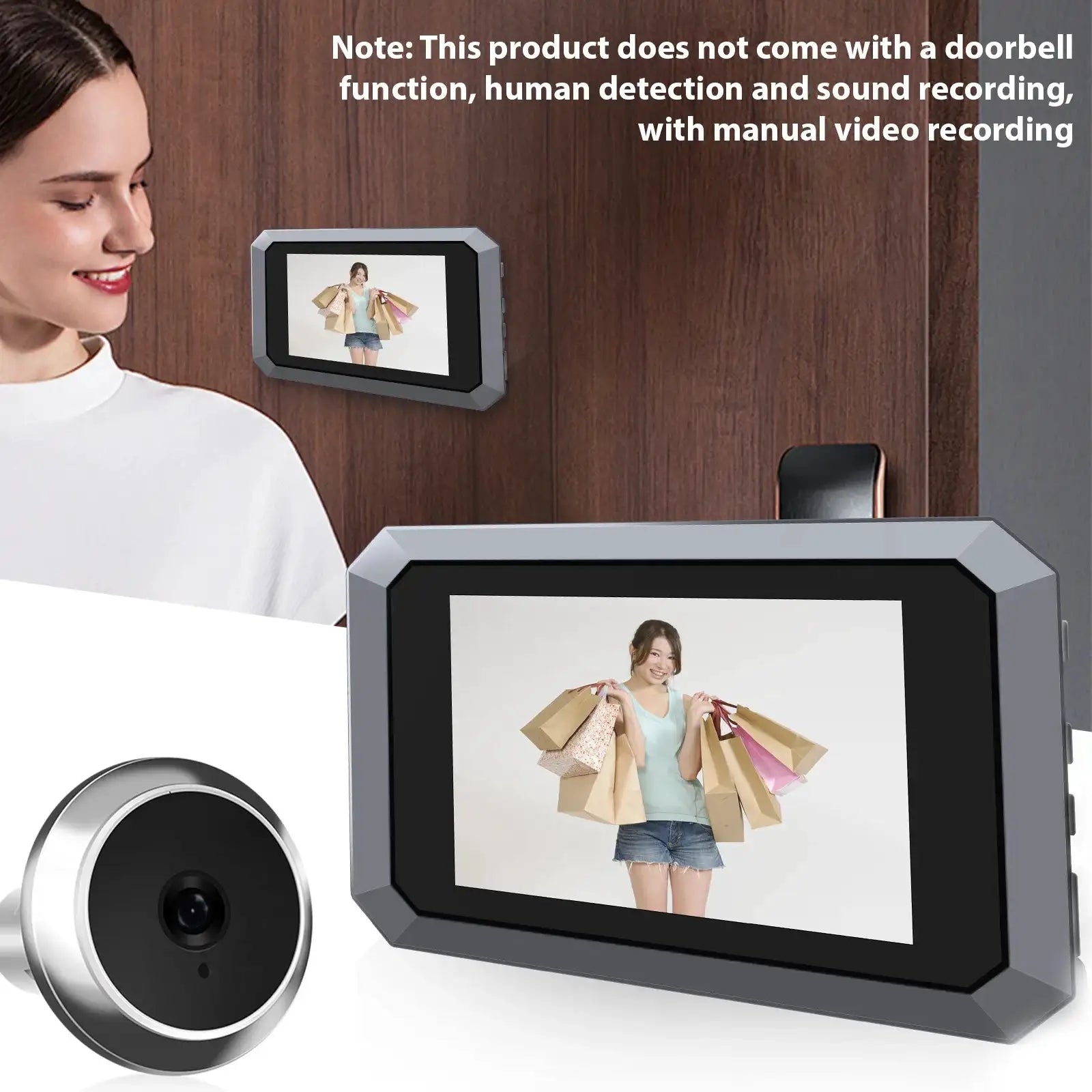 3.97'' LCD Digital Peephole Camera for Apartment Door 1080P 120 Degree Color Infrared Camera Door Monitor Type-C Rechargeable