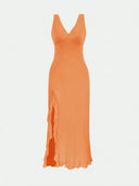 Elegant Backless Midi Dress for Evening