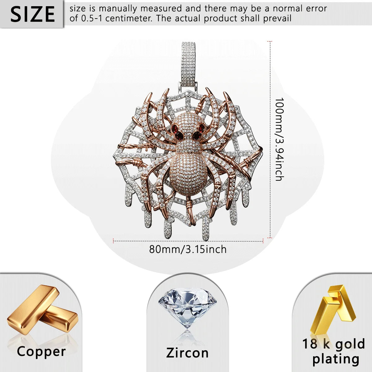 Iced Spider Web Pendant Hip