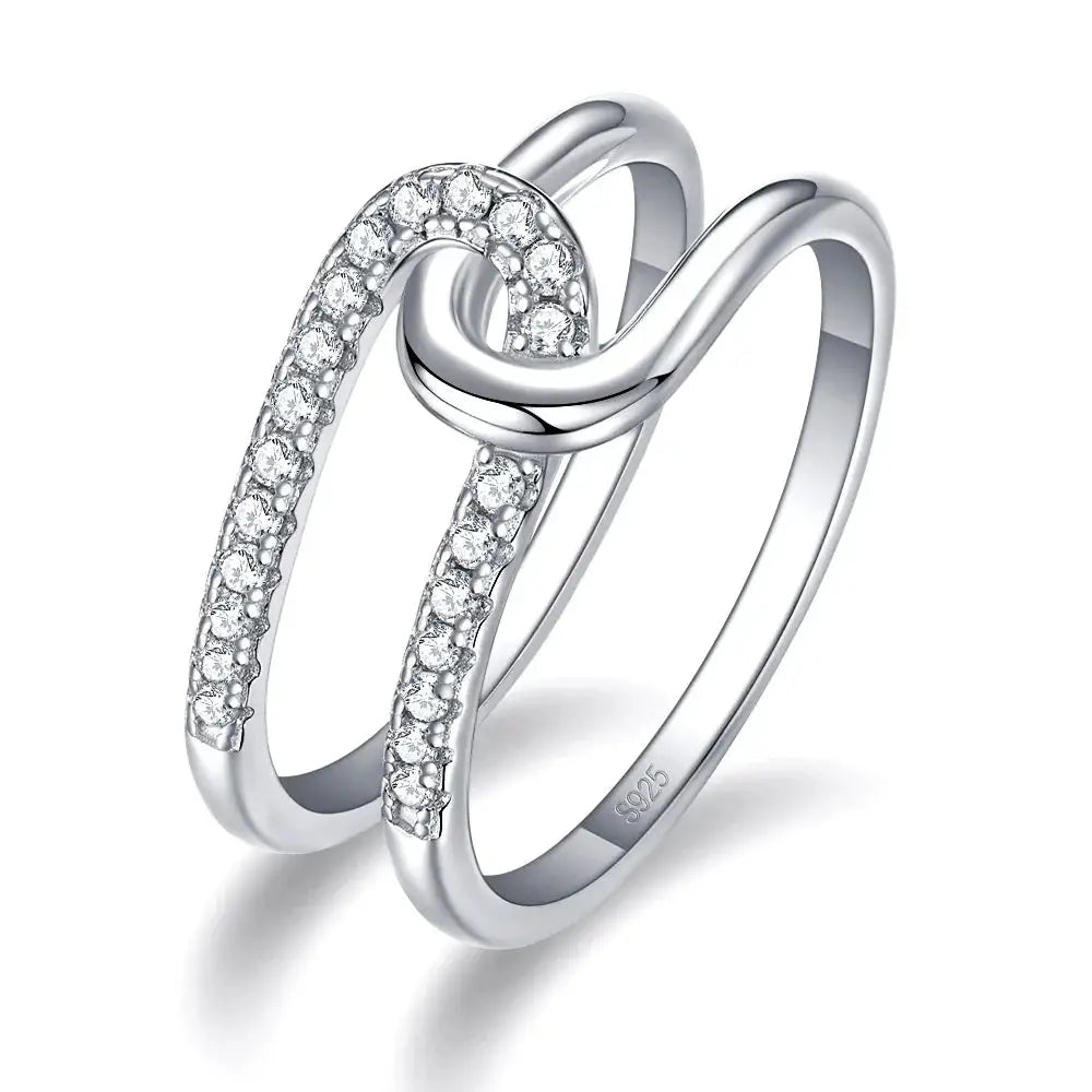 Inlaid Single Row Moissanite S925 Pure Silver Interlocking Ring, Fashionable and Versatile Jewelry, Valentine's Day/Wedding Engagement Gift, Birthday Gift, Anniversary Gift, the Best Gift for Him/Her
