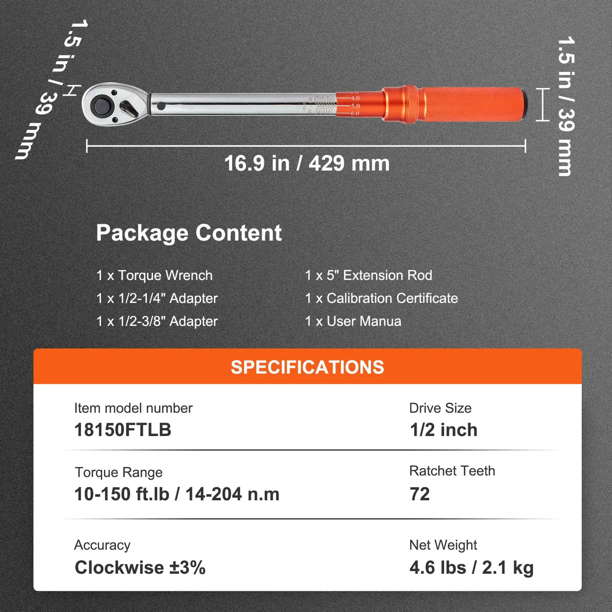 Precision Dual Range Torque Wrench — product image 15