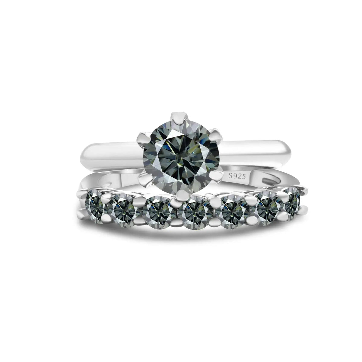 Moissanite Ring in Sterling Silver Piece — product view 2