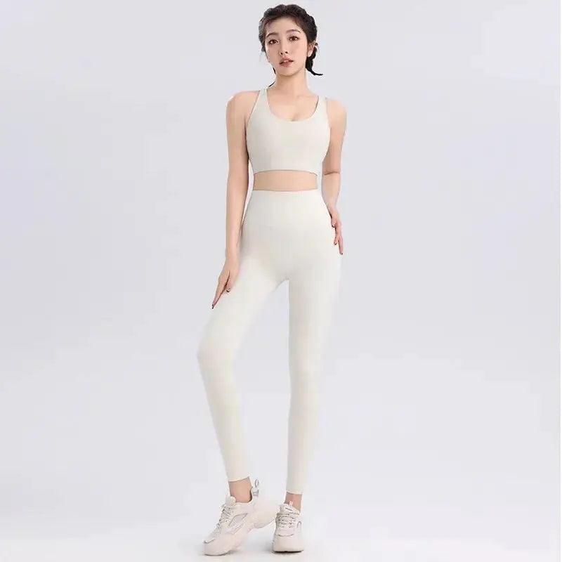 Women Breathable Yoga Set 2pcs Sport Suit Gym Wear Workout Clothes Gym Crop Top High Waist Legging Fitness Bra Set Sports Suits