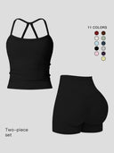Yoga Set Women Quick Dry Cami High Waist Shorts