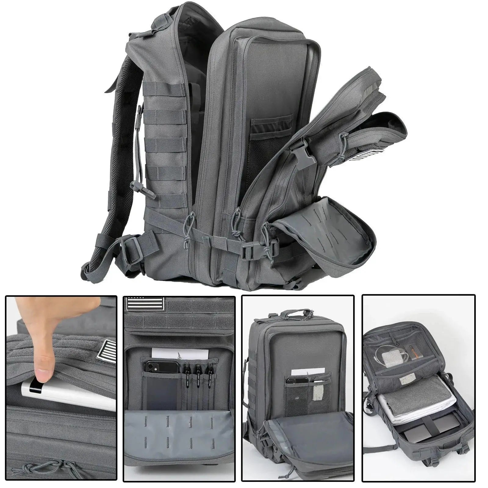 QTQY 45L Tactical Backpack MOLLE Heavy Duty Rucksack