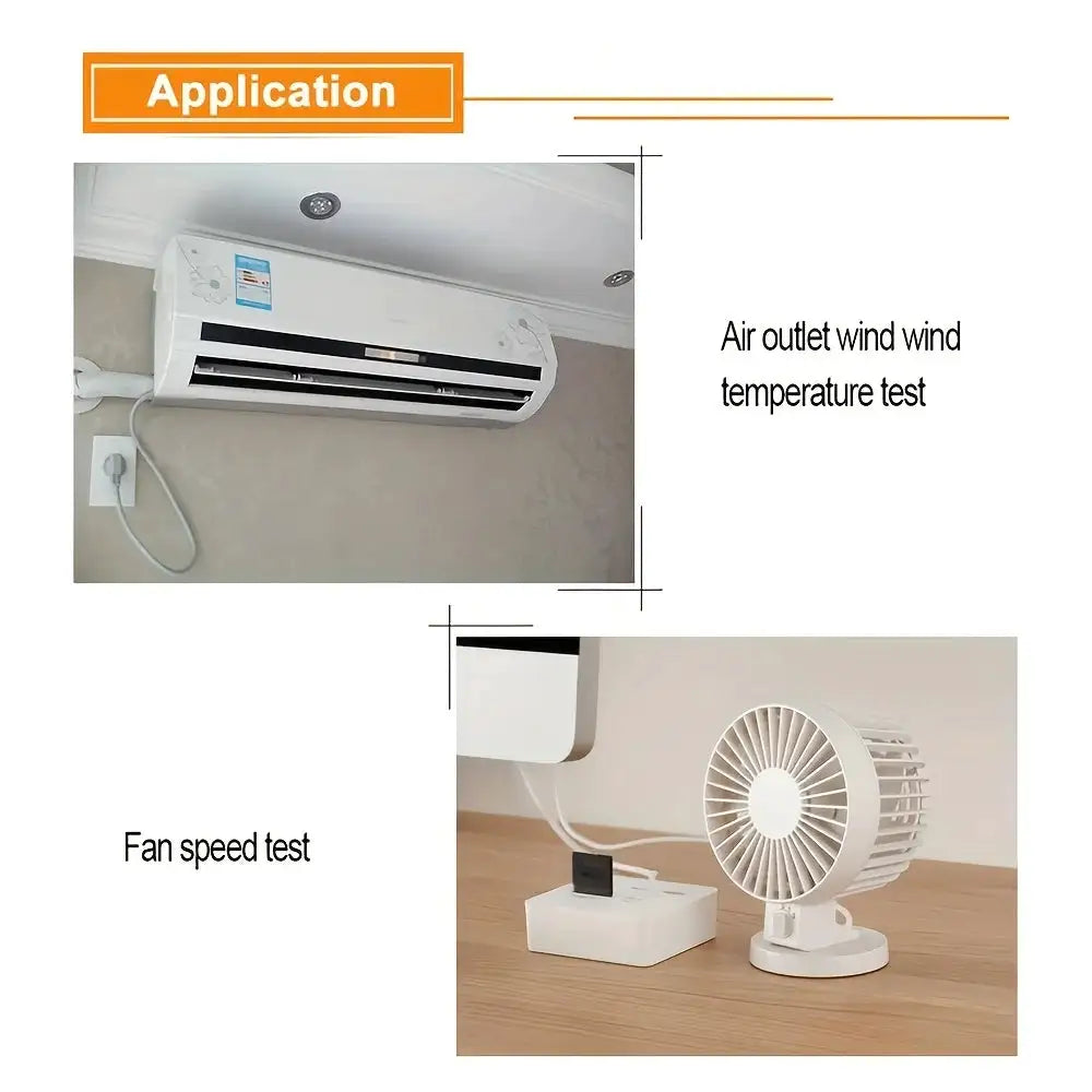 Digital Anemometer 0-30m/s Wind Speed Meter Mini Air Velocity Airflow -10°C ~ 45°C Temperature Tester with LCD Backlight Lanyard