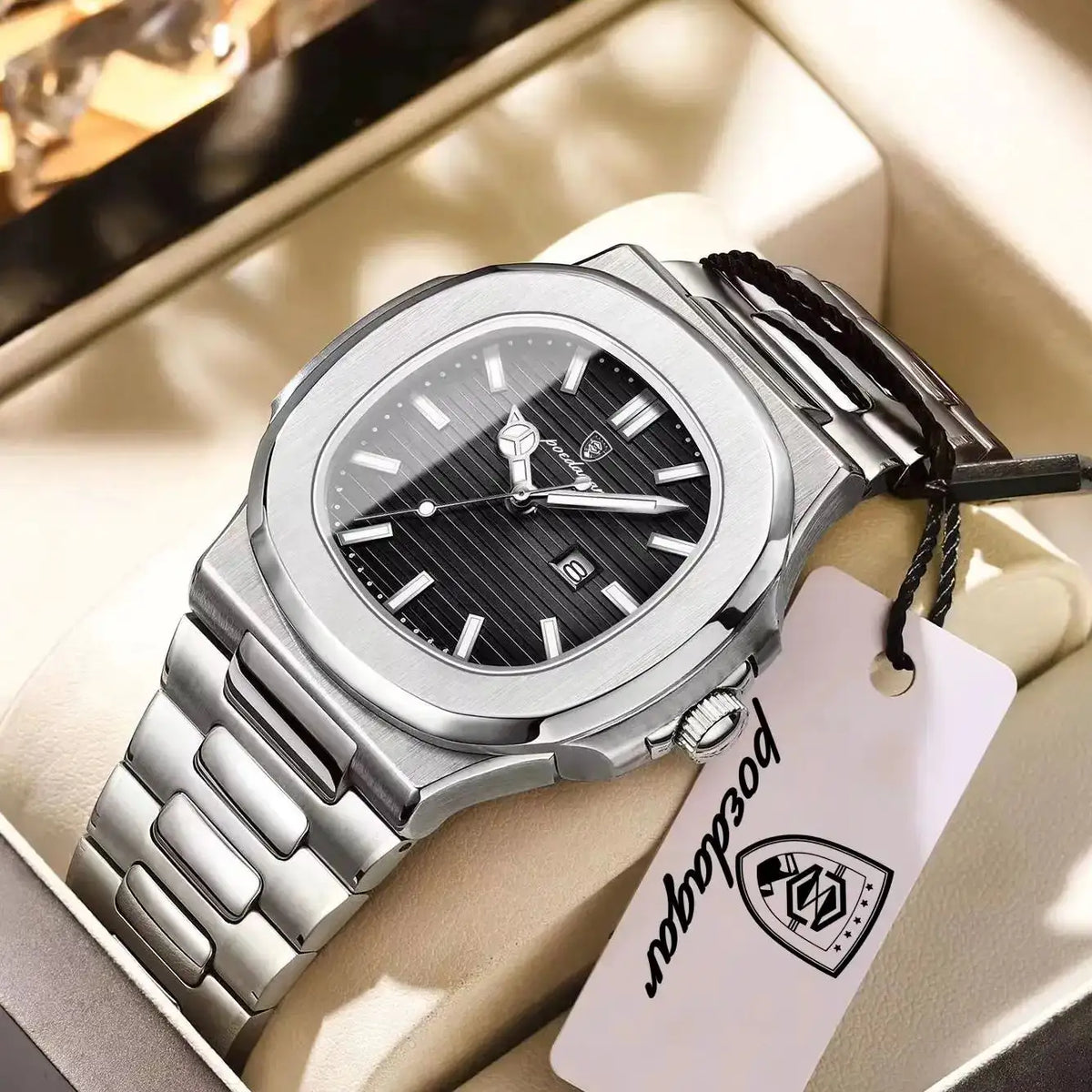 Square Stainless Steel Men Quartz Watch