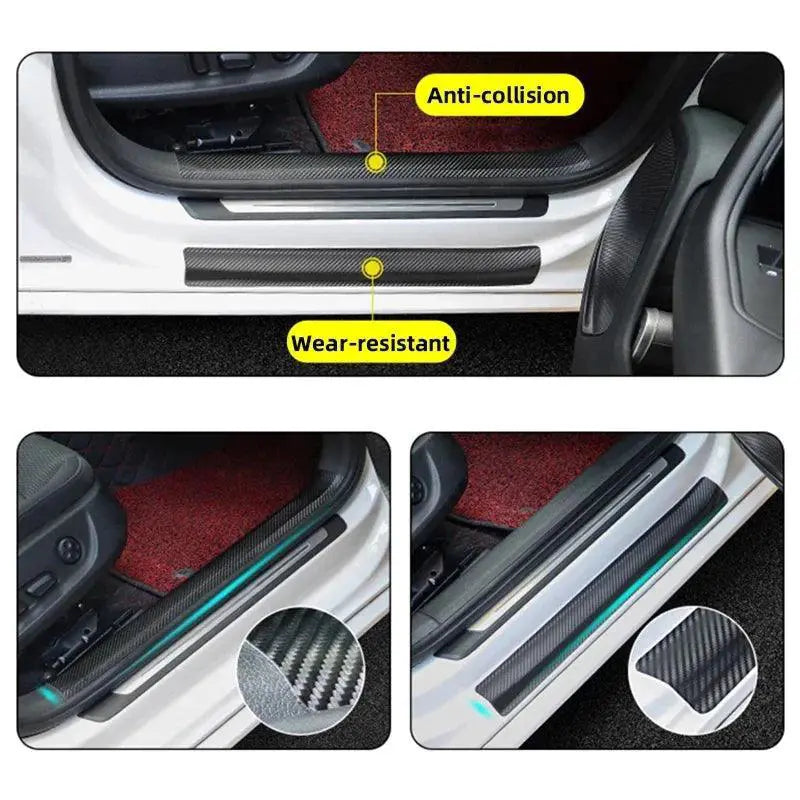 Car Door Sill Protector Carbon Fiber Protection Strip Matte