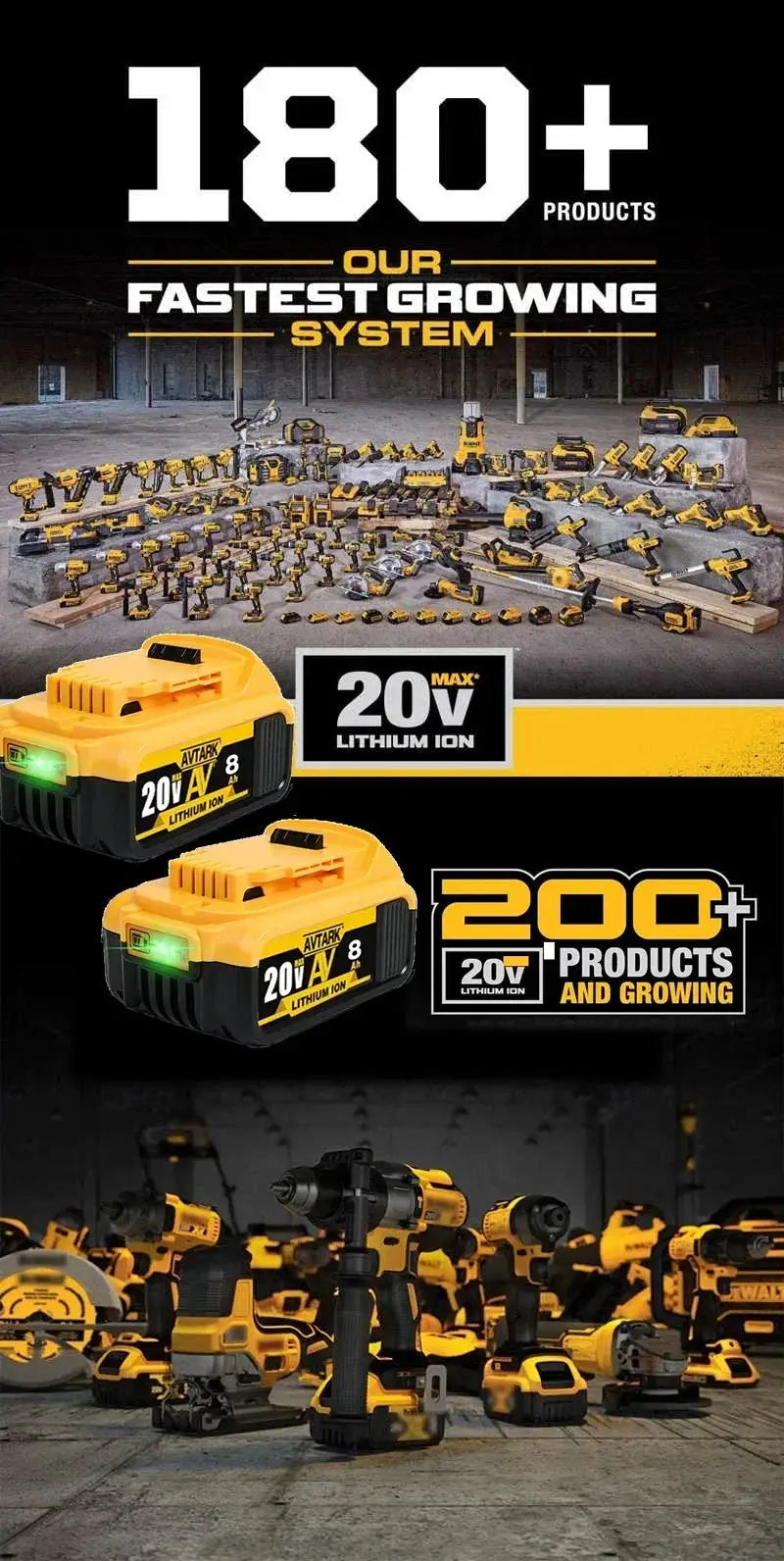 DCB200 20V 8000mAh High Capacity Lithium Battery Pack