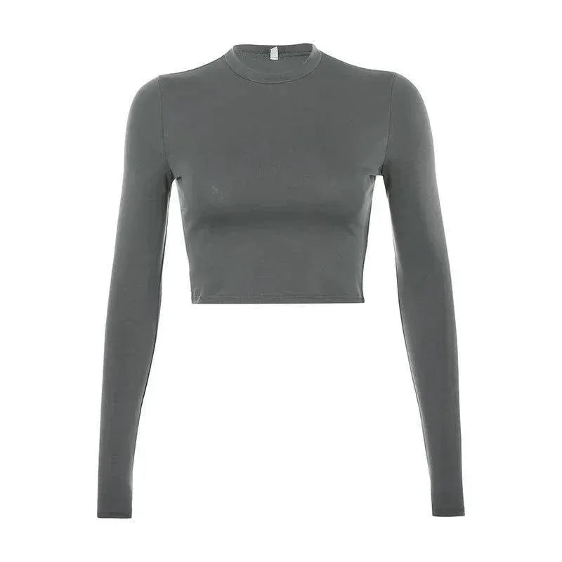 Korean Style Crop Top Tee Autumn Essential Wardrobe