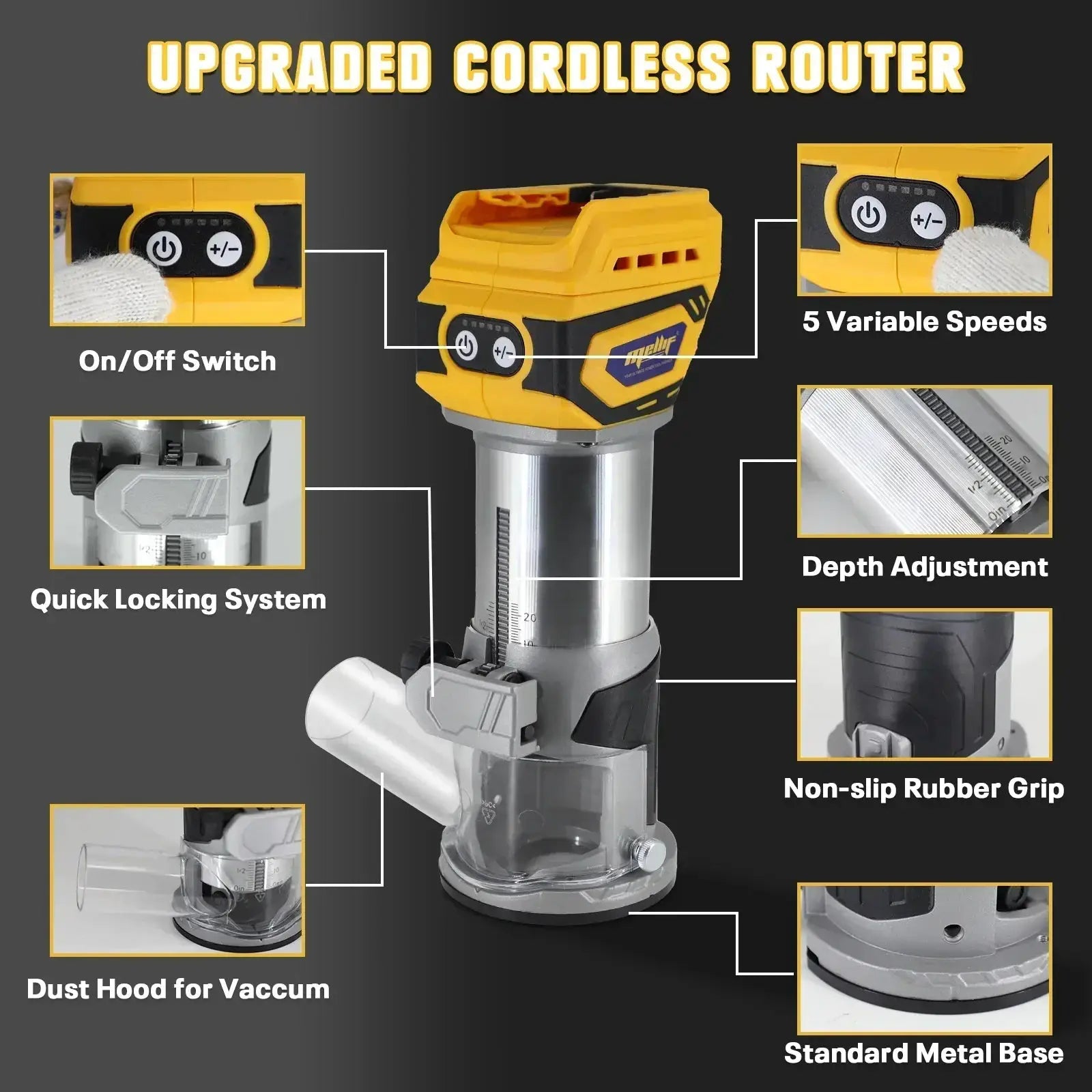 Cordless Brushless Palm Router For 18V And 20V Max Tools