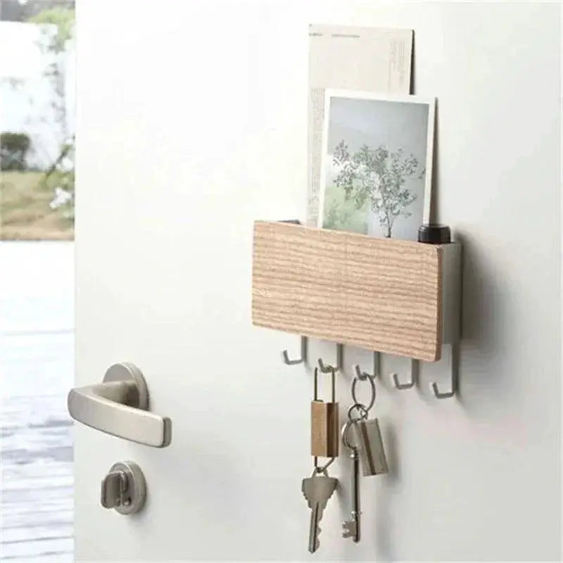 Bamboo Wall Key Hanger Stylish Organizer Hooks For Home