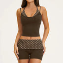 Fitness Set Women Stripes Polka Dot Capri