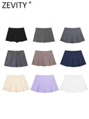 ZEVITY High Waist Pleated Culottes Shorts Chic Summer Style