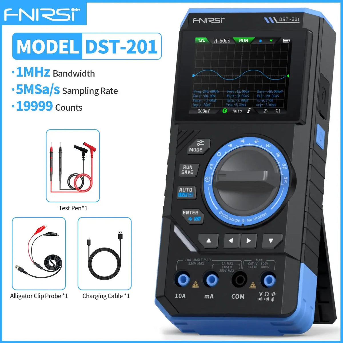 FNIRSI DST-210 and DST-201 3IN1 Digital Multimeter Oscilloscope Signal Source 19999 Counts 10MHz/1MHz Portable Electrician Tools
