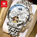Olevs Mens Luxury Tourbillon Steel Watch