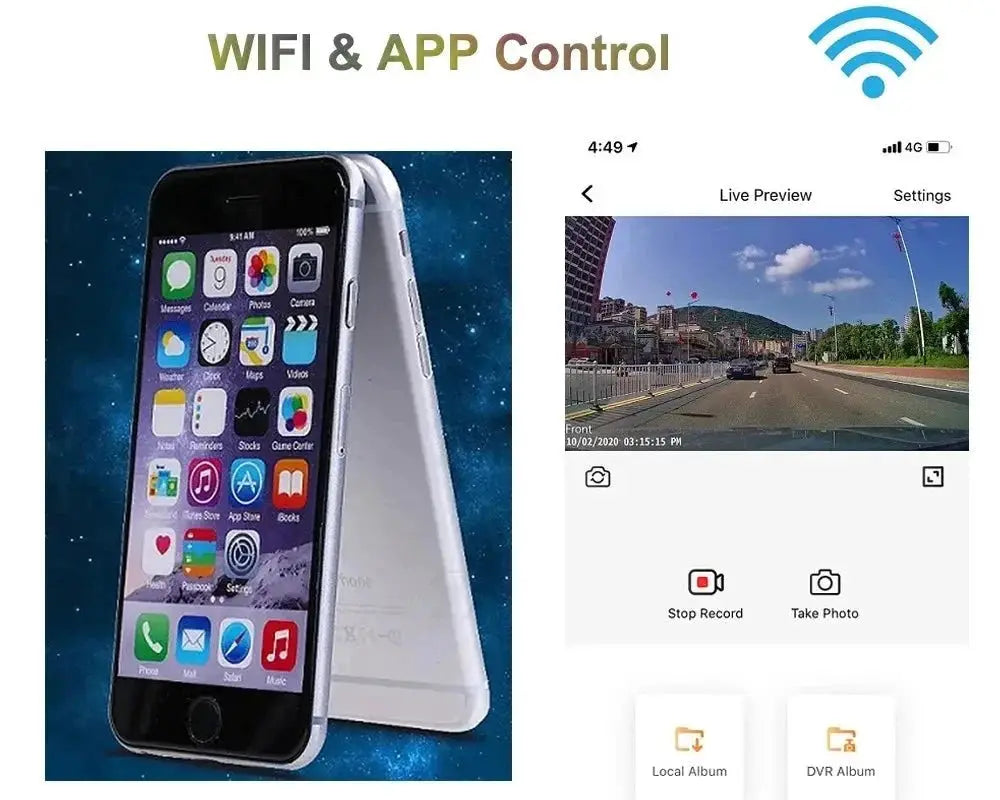 WiFi Car Dash Cam 1080P 60fps Parking Monitor 24 Hour App Control - stepyours.com