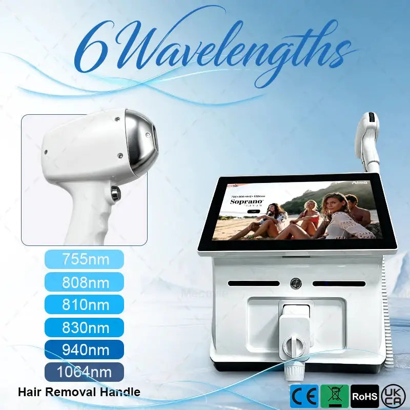 5000W Soprano Ice Titanium Diode Laser Hair Removal Portable Machine 6Waves 808nm Full Body Permanent Hair Removal Device 10bar6