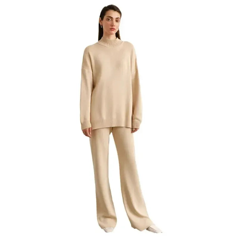 Women Knitted Two Piece Set Autumn Winter Knit Sweater