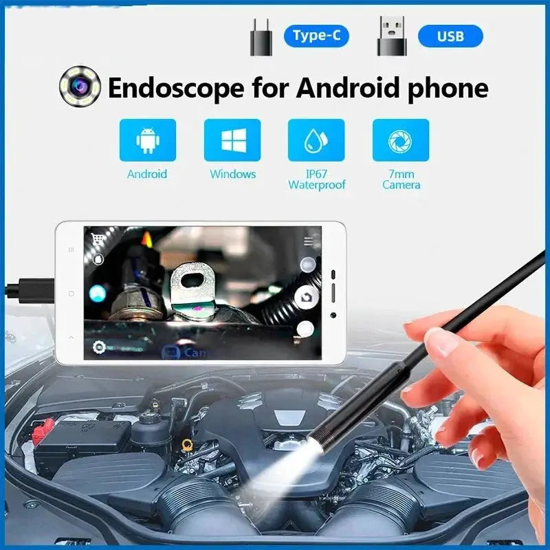 USB Type - C Flexible Endoscope Camera - 7mm Lens With 6 LEDs For Android OTG - stepyours.com