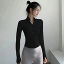 Long Sleeve Sports Jacket Women Zip Fitness Yoga Top