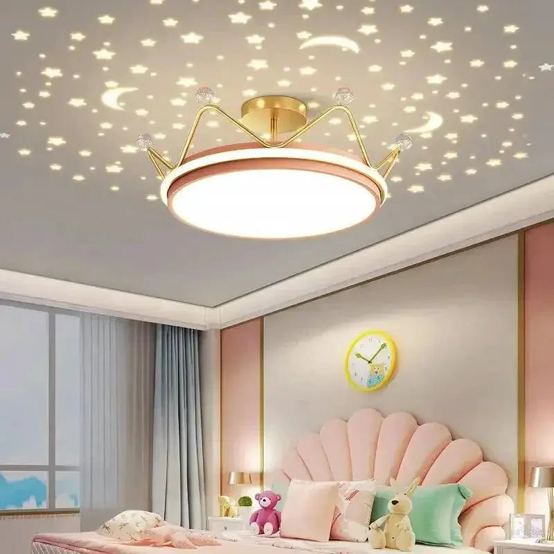 Dimmable Star And Moon Kids LED Chandelier For Nursery