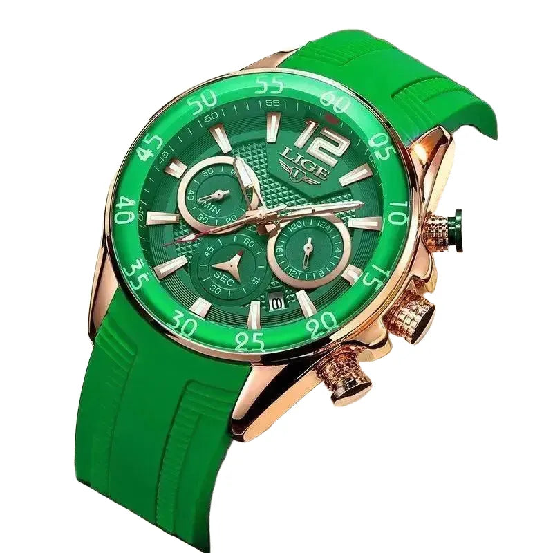 Chronograph Watch for Men with Precision — Gold green