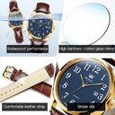 Olevs Men Leather Strap Quartz Watch