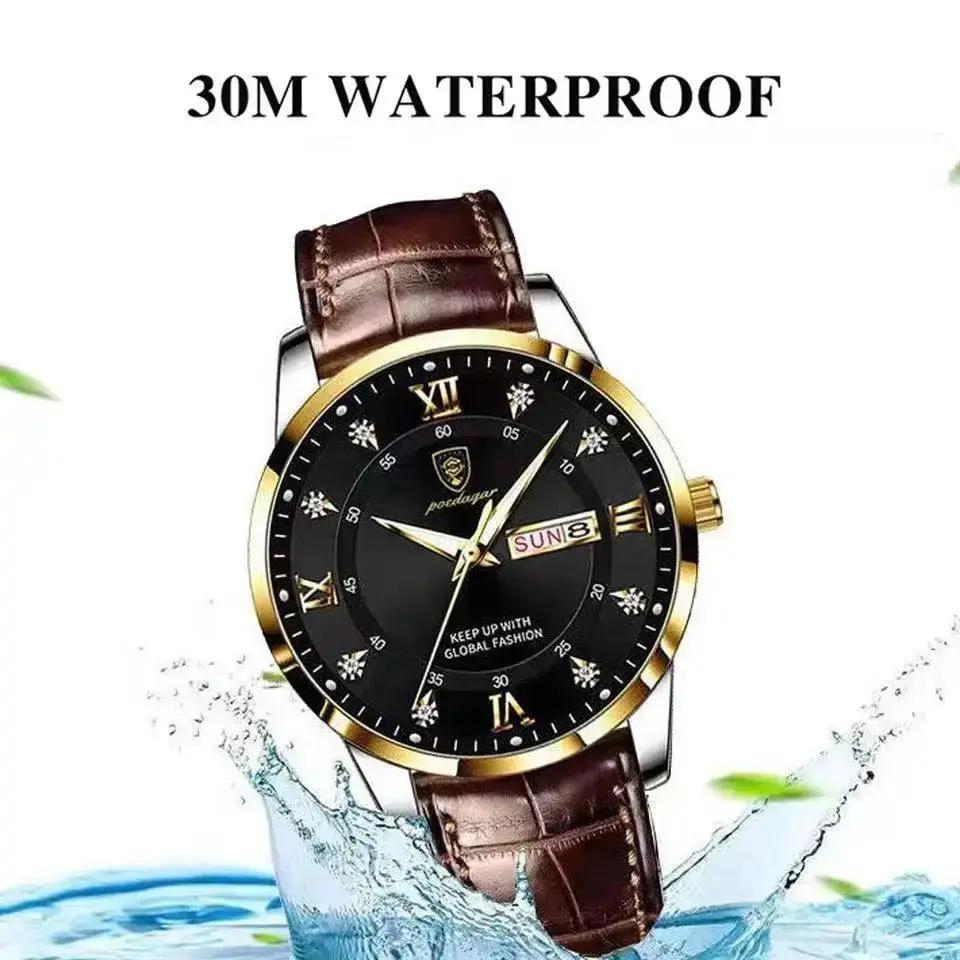 Premium Luxury Leather Wristwatch Waterproof Timepiece - OurLum.com