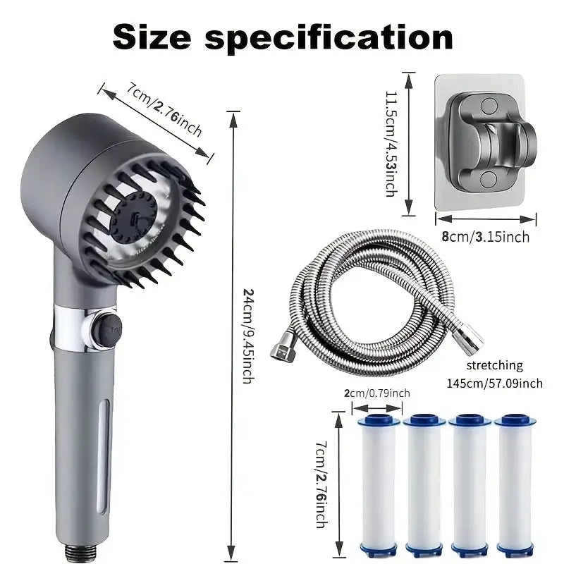 2025 new ion drop shower head with handheld filter shower, turbocharger with multiple spray modes, built-in filter on/off switch
