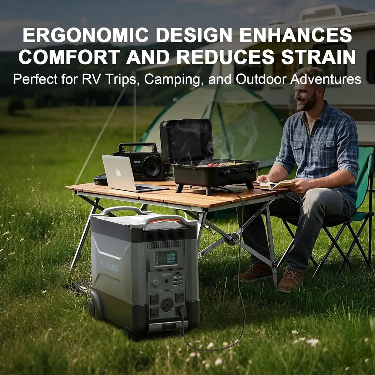 ALLPOWERS R4000 Solar Generator 3600Wh Portable Power Station & Foldable Solar Panel SP037 400W Solar Charger for Camping Home