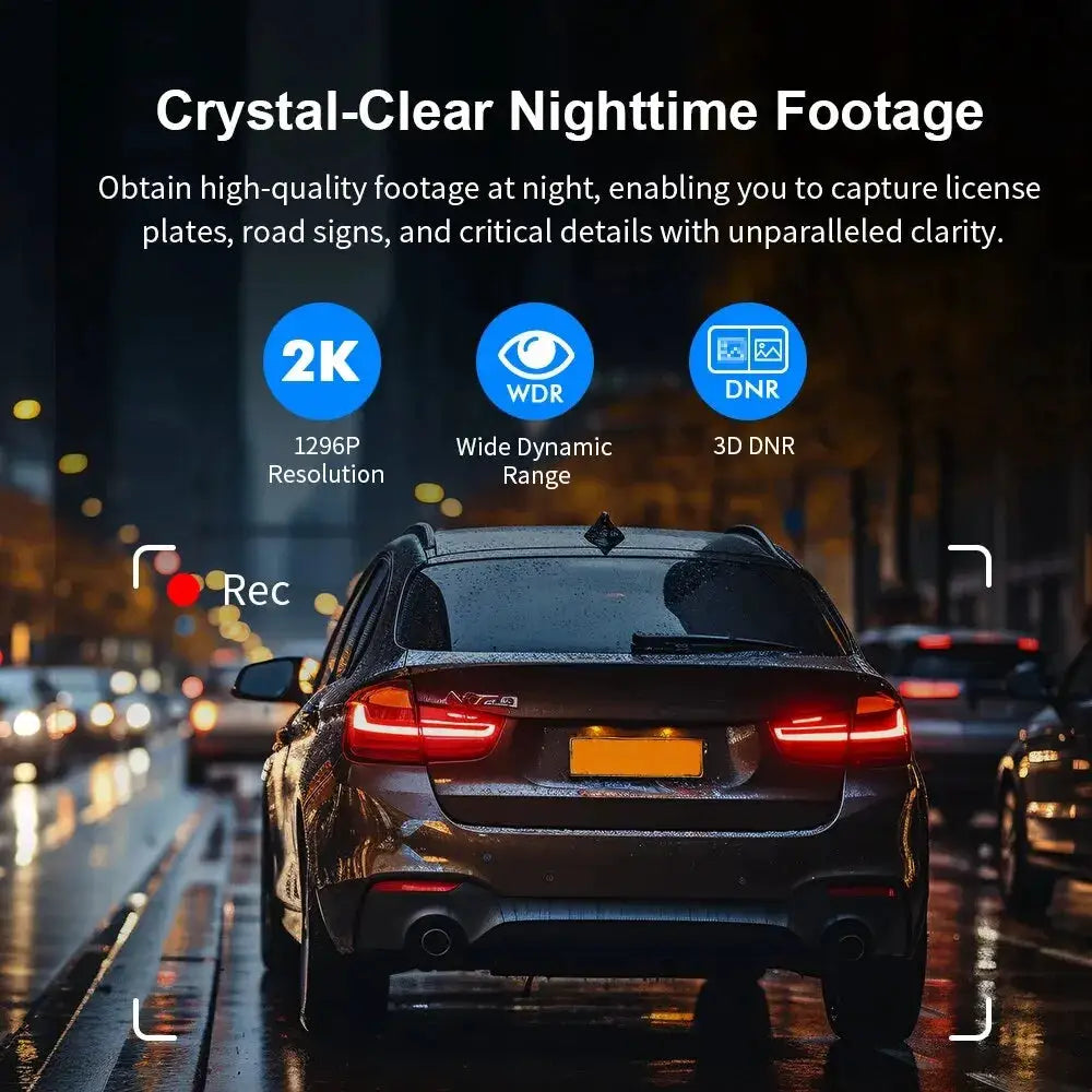 KAWA D5 2K Dash Cam - Hands Free Voice Control And WiFi App Monitor With Clarity