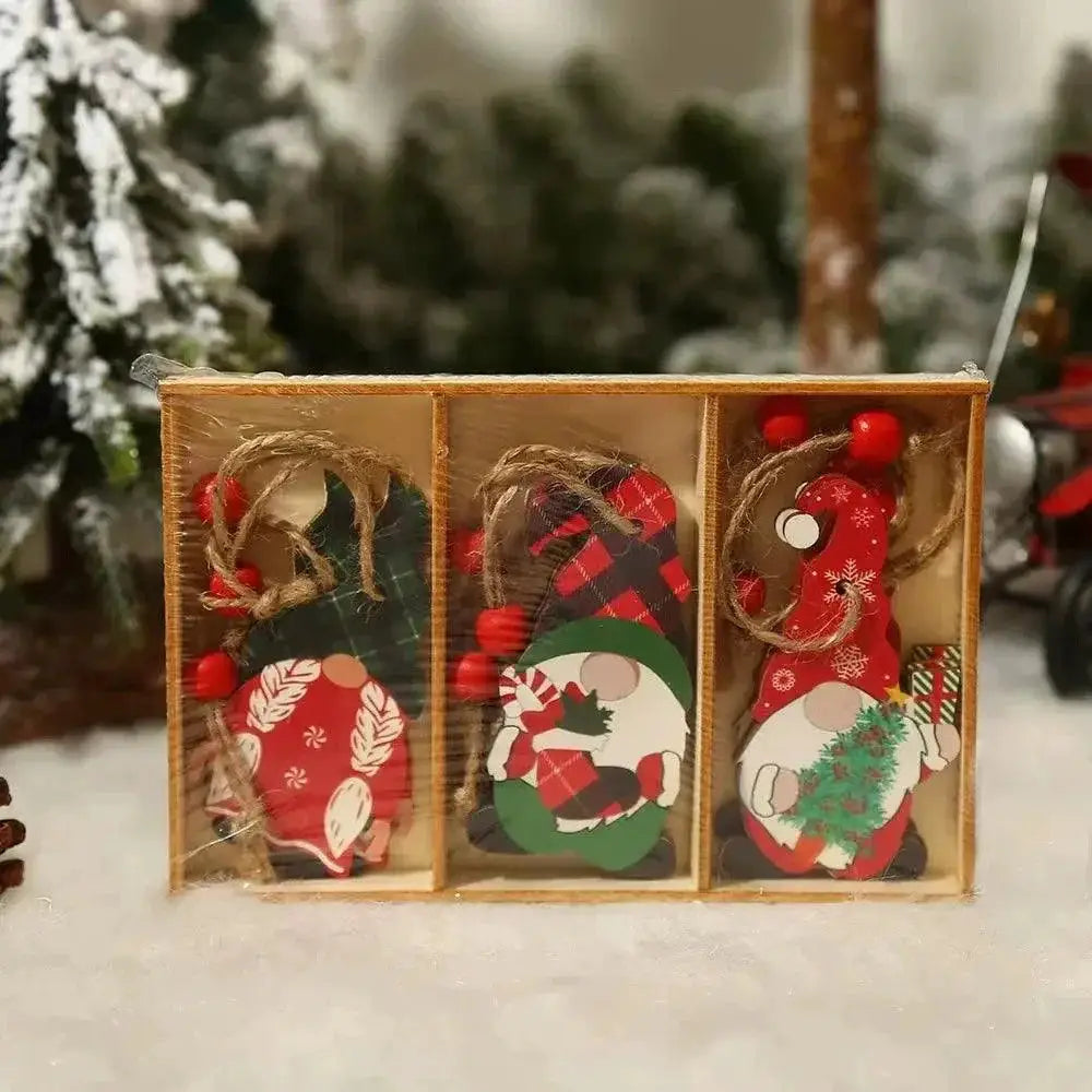 Charming Wooden Christmas Gnome Ornaments for Tree Decor
